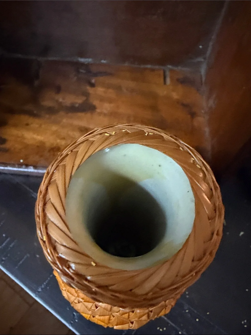 Vintage Rattan Handwoven Natural Brown Decorative Vase - Pineapple Style